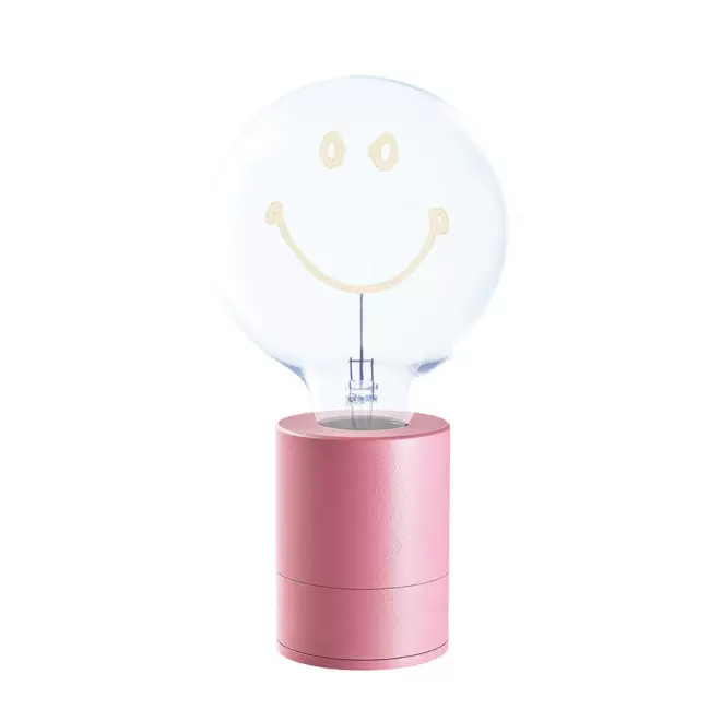LAMPE AMPOULE PERSONNALISEE 2 LIGNES 'LAMPUN' - rose