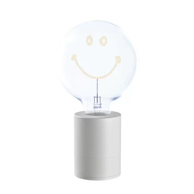 LAMPE AMPOULE PERSONNALISEE 2 LIGNES 'LAMPUN' - blanc