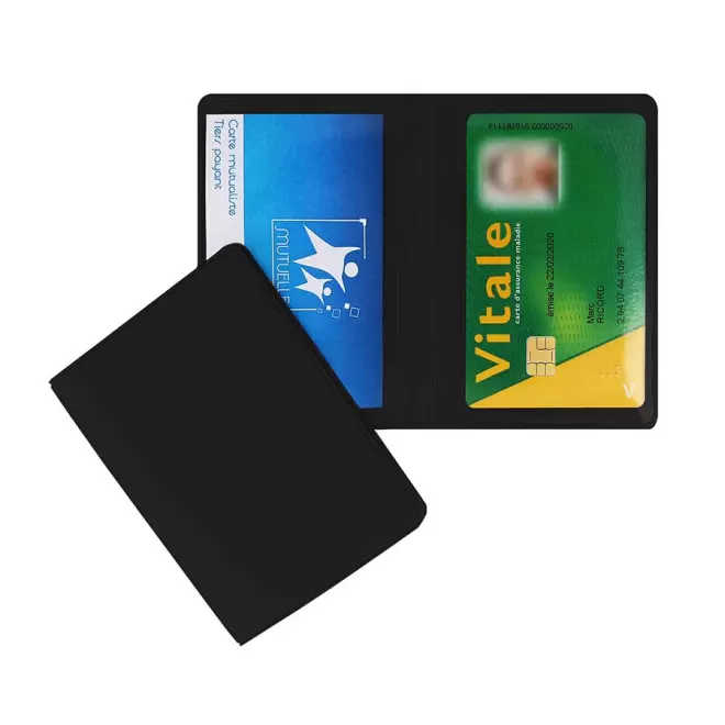 PORTE-CARTES DOUBLE PERSONNALISABLE 'AUGUSTO MIF' - noir