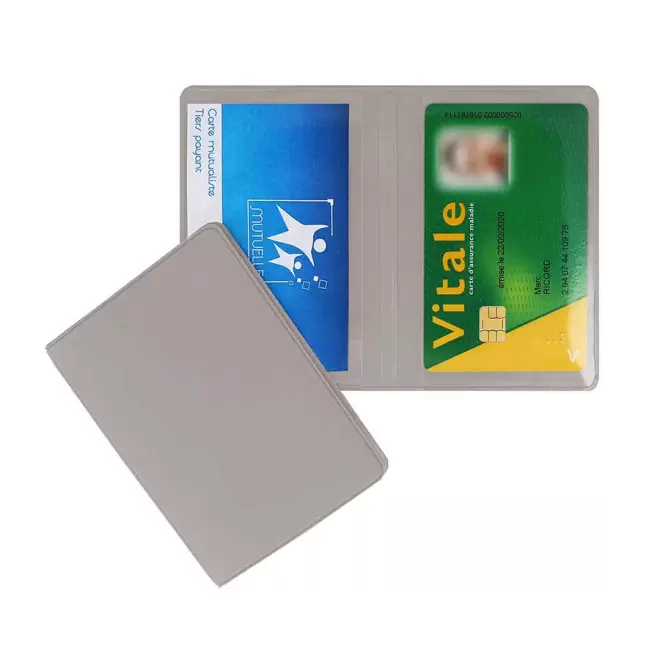 PORTE-CARTES DOUBLE PERSONNALISABLE 'AUGUSTO MIF' - gris clair