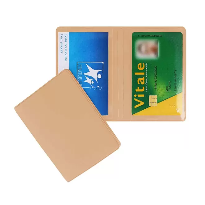 PORTE-CARTES DOUBLE PERSONNALISABLE 'AUGUSTO MIF' - beige