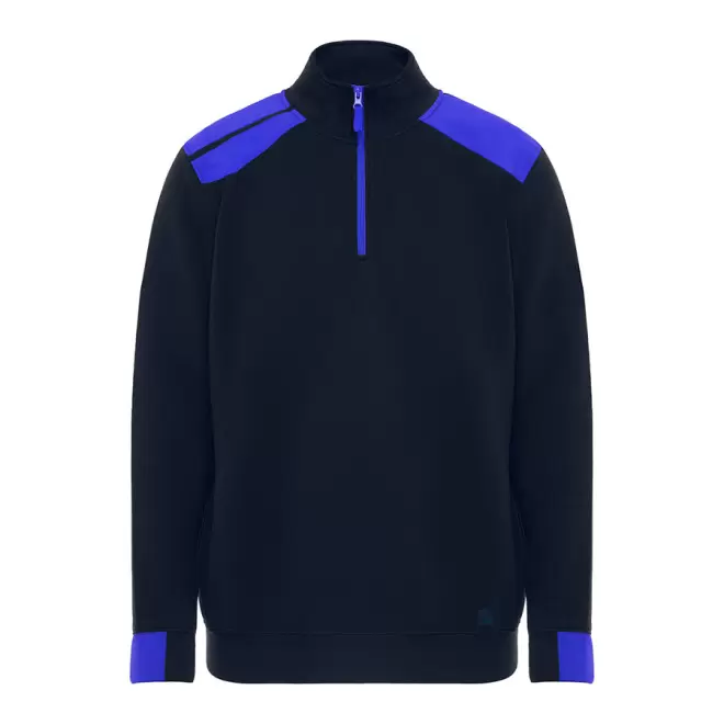 SWEAT PERSONNALISABLE COL DEMI ZIP 'MAVERICK' - noir/royal