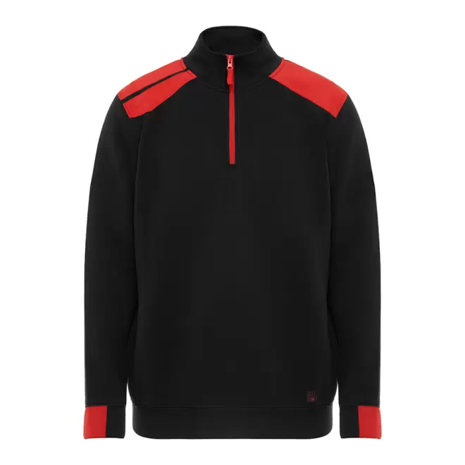SWEAT PERSONNALISABLE COL DEMI ZIP 'MAVERICK' - noir/rouge