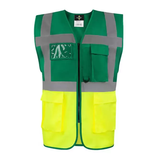 GILET DE SECURITE PERSONNALISABLE 'BERLIN' - vert/jaune