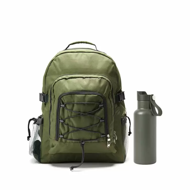 SET SAC ET BOUTEILLE ISOTHERME PERSONNALISABLE 'JANI' - kaki