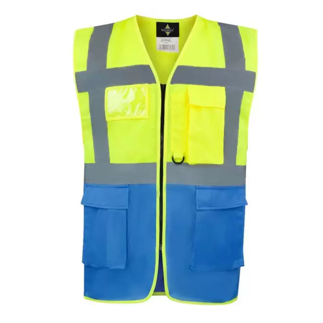GILET DE SECURITE PERSONNALISABLE 'BERLIN' - jaune/bleu