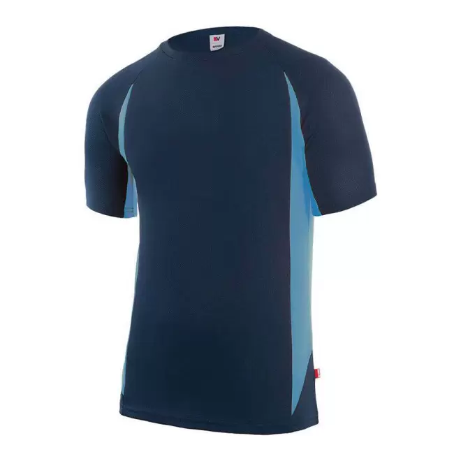 TEE-SHIRT PERSONNALISABLE BICOLORE 'MILERNO' - navy/bleu ciel