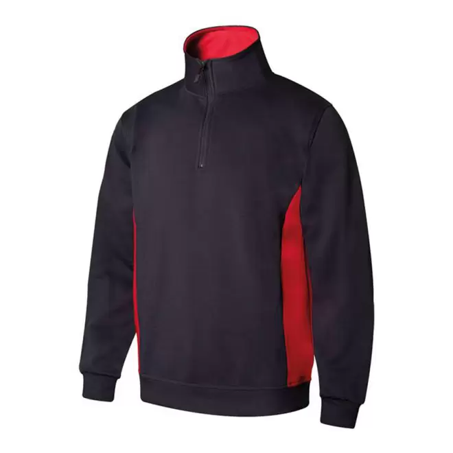 SWEAT PERSONNALISABLE BICOLORE DEMI ZIP 'ALFREDO' - navy/rouge