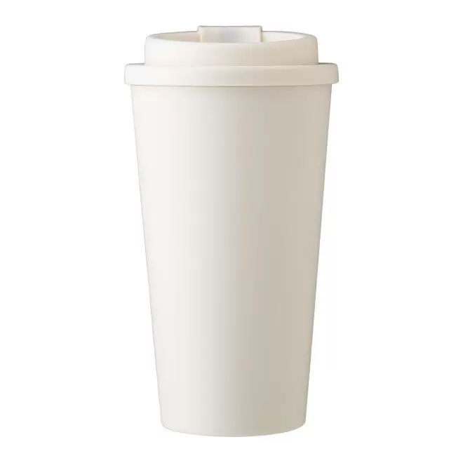 MUG DOUBLE PAROI PERSONNALISE PLASTIQUE 475ML 'BUKZ' - beige