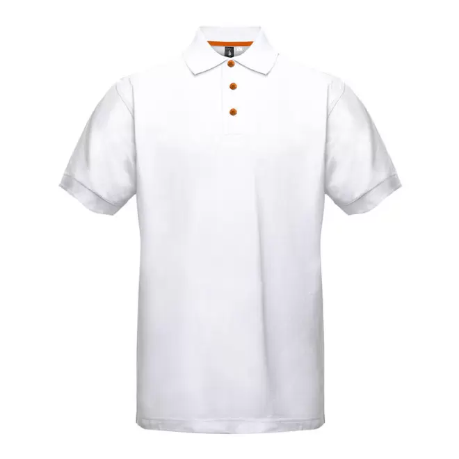 POLO PUBLICITAIRE HOMME BLACK MATCH 'SPIRIT' - blanc/orange