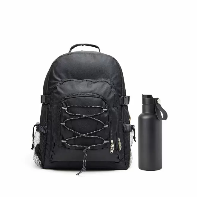 SET SAC ET BOUTEILLE ISOTHERME PERSONNALISABLE 'JANI' - noir