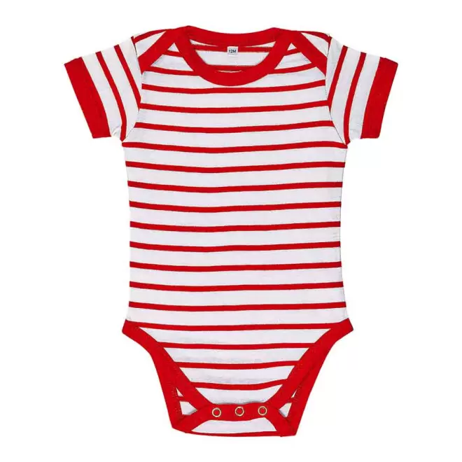 BODY PERSONNALISABLE MARINIERE BEBE 'MILES' - blanc/rouge