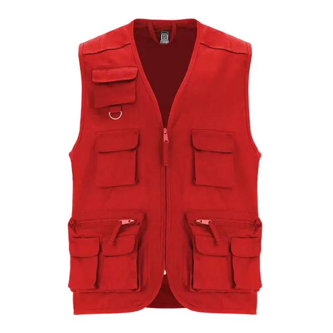 GILET DE TRAVAIL MULTI-POCHES PERSONNALISABLE 'VENERA' - rouge