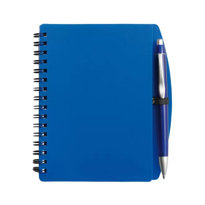 CARNET À SPIRALE PERSONNALISÉ A6 AVEC STYLO 'TURINO' - bleu