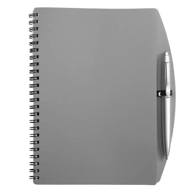 CARNET À SPIRALE PERSONNALISÉ A5 AVEC STYLO 'TURINO' - gris