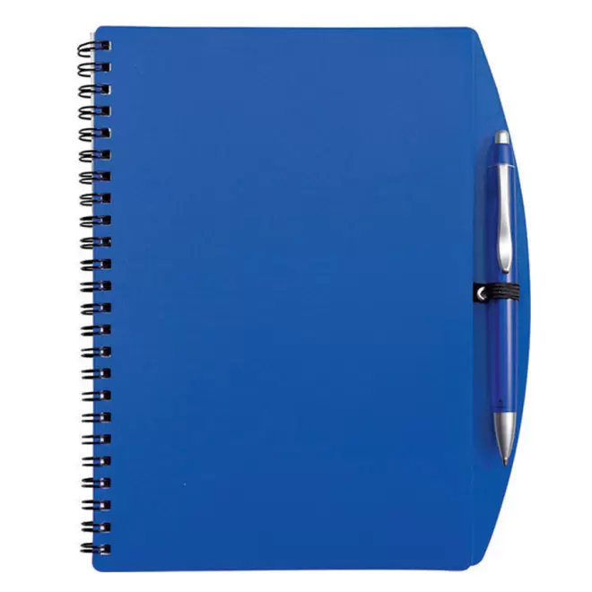 CARNET À SPIRALE PERSONNALISÉ A5 AVEC STYLO 'TURINO' - bleu