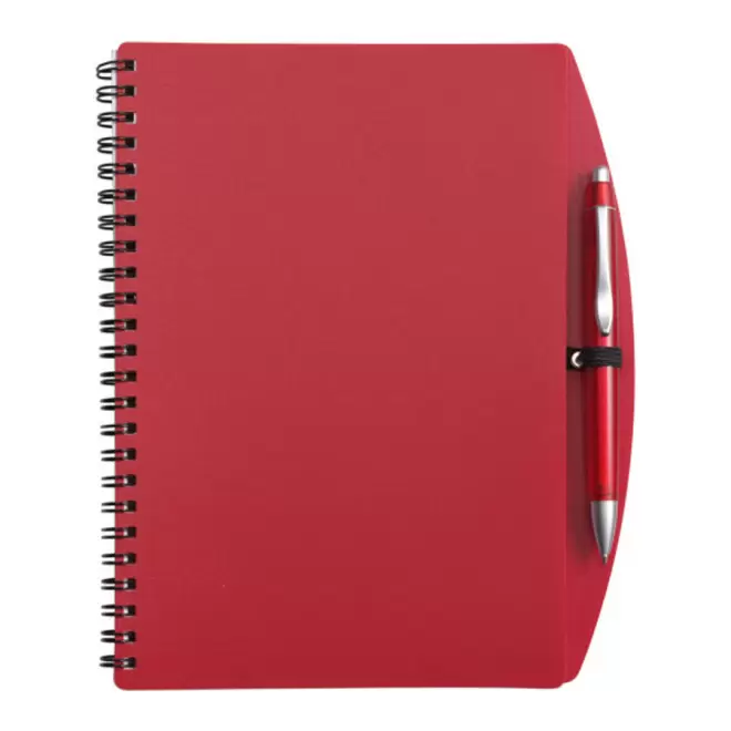 CARNET À SPIRALE PERSONNALISÉ A5 AVEC STYLO 'TURINO' - rouge