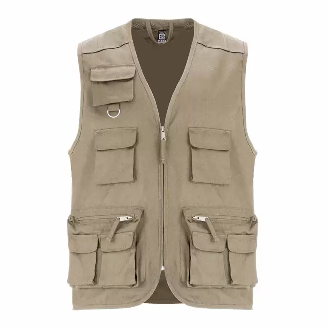 GILET DE TRAVAIL MULTI-POCHES PERSONNALISABLE 'VENERA' - beige