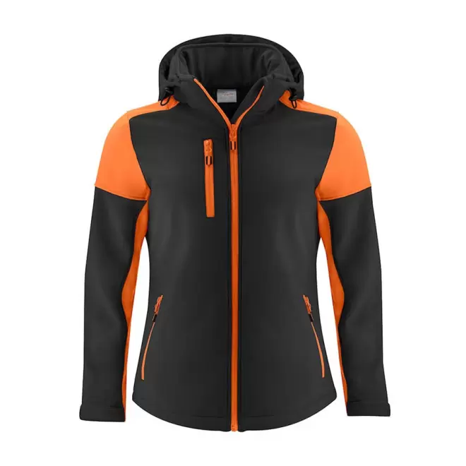 SOFTSHELL PERSONNALISABLE FEMME RPET 'PRIME SOFT' - noir/orange