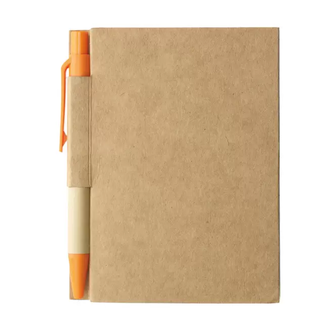 MINI CARNET AVEC STYLO RECYCLES PERSONNALISABLE 'CARTOPAD' - orange