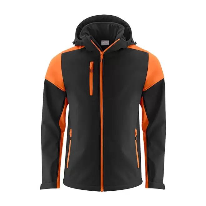 SOFTSHELL PERSONNALISABLE HOMME RPET 'PRIME SOFT' - noir/orange