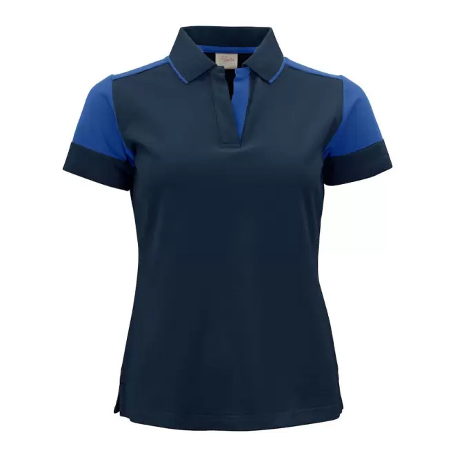 POLO PERSONNALISABLE FEMME BIO 'PRIMO' - marine/cobalt