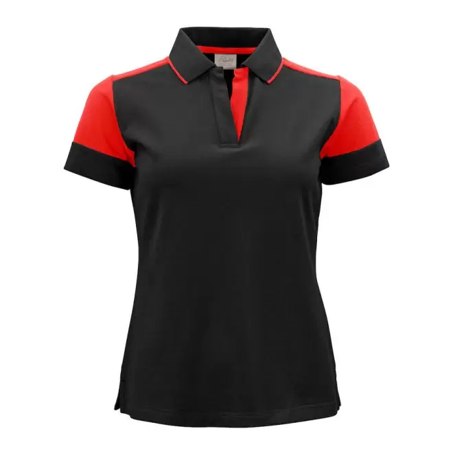 POLO PERSONNALISABLE FEMME BIO 'PRIMO' - noir/rouge