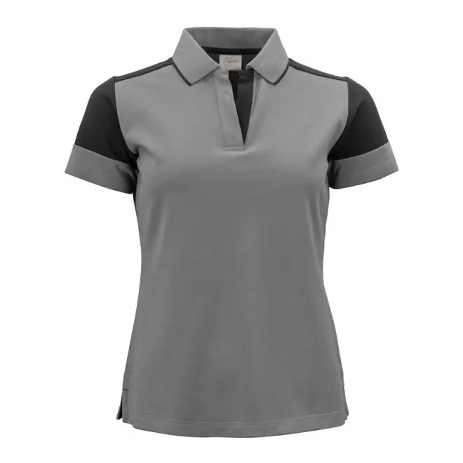 POLO PERSONNALISABLE FEMME BIO 'PRIMO' - gris/noir