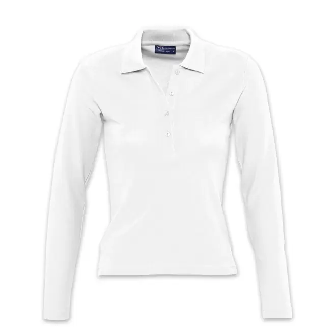 POLO PUBLICITAIRE MANCHES LONGUES FEMME 'PODIUM' BLANC - blanc