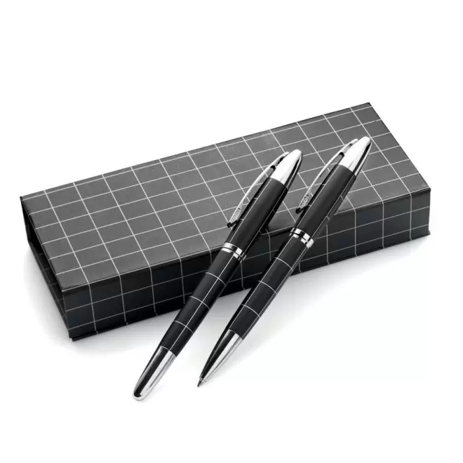 PARURE STYLO À BILLE ET ROLLER PERSONNALISÉS 'JAKARTA' - noir