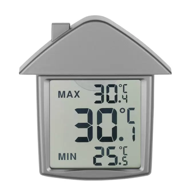 THERMOMETRE AVEC VENTOUSE REVERSIBLE 'THERMOHOUSE' - argenté
