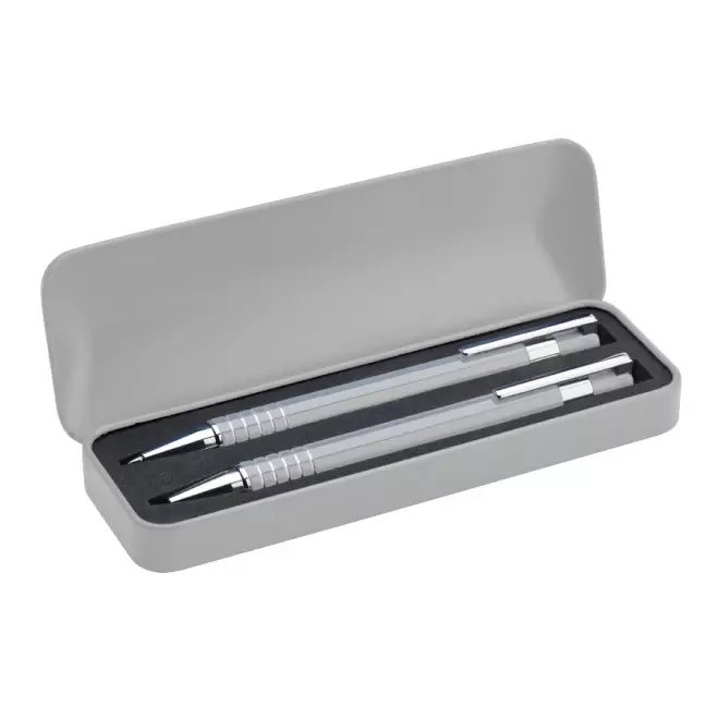 PARURE STYLO PUBLICITAIRE & PORTE-MINES GRAVÉS 'MONTEBELLO' - argenté