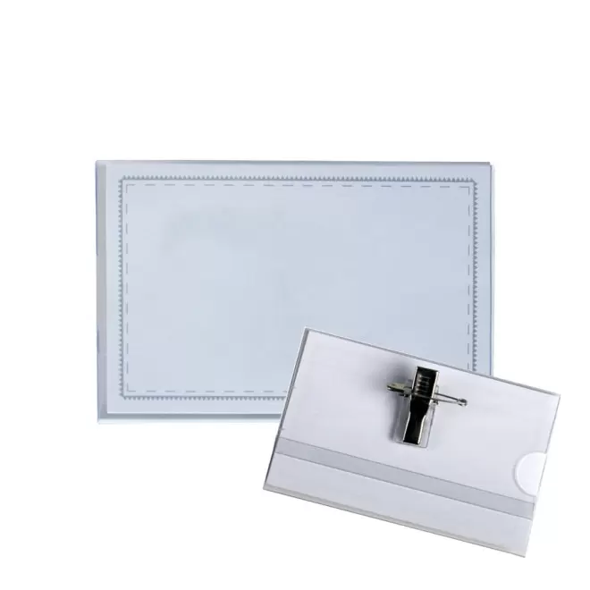 PORTE BADGE À PINCE ET EPINGLE 'FILIPPO' - transparent