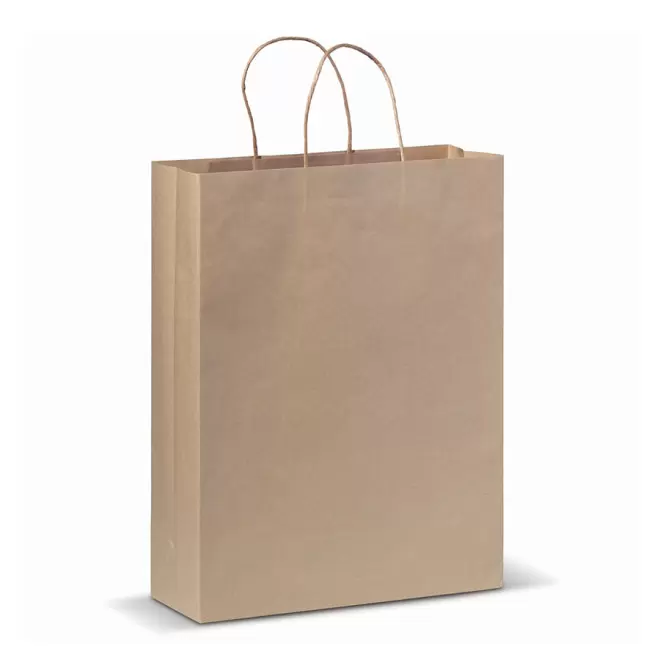 SAC PAPIER KRAFT PERSONNALISABLE ANSES TORSADEES 'MANTAZO'  - marron