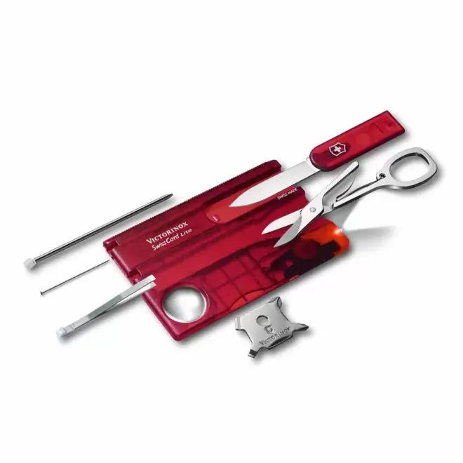 SWISS CARD 12 FONC PERSONNALISABLE 'SWISS CARD LITE' - rouge transparent