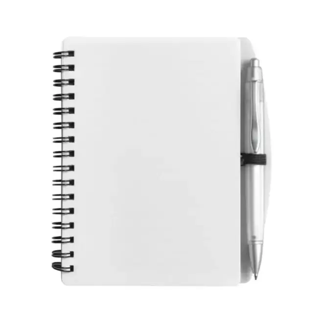 CARNET À SPIRALE PERSONNALISÉ A6 AVEC STYLO 'TURINO' - blanc