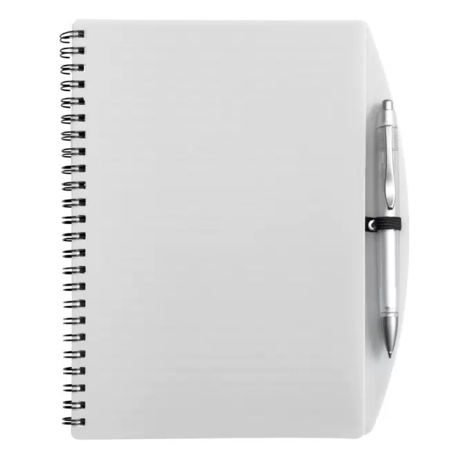 CARNET À SPIRALE PERSONNALISÉ A5 AVEC STYLO 'TURINO' - blanc