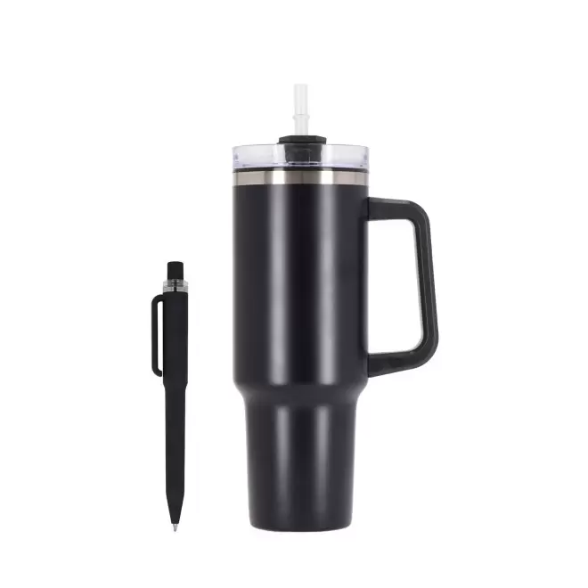 SET MUG ET STYLO PERSONNALISABLE 'STANLI' - noir