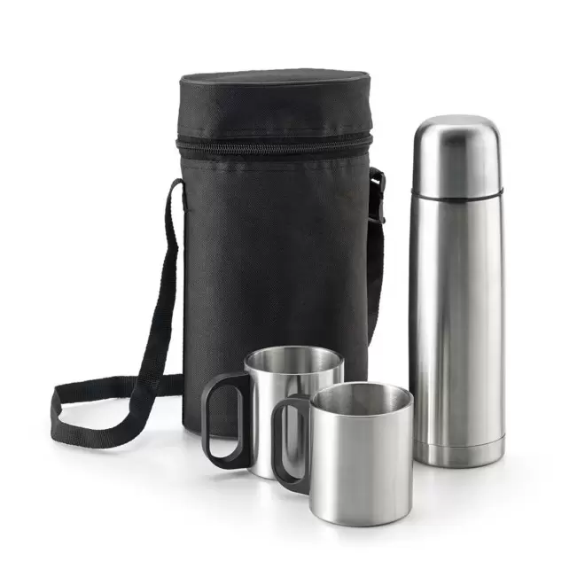 SET DE BOUTEILLE ISOTHERME 0,5L ET 2 TASSES 'VERDONS' - métal