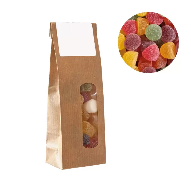 SACHET PERSONNALISABLE DE 100G DE BONBONS 'KRAFTI' - gomme de fruits acidulées