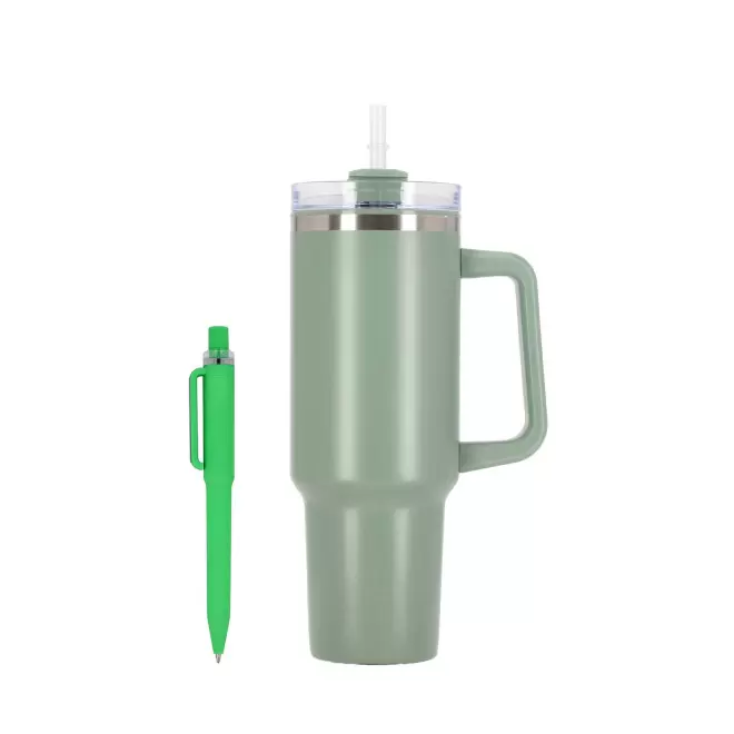 SET MUG ET STYLO PERSONNALISABLE 'STANLI' - vert