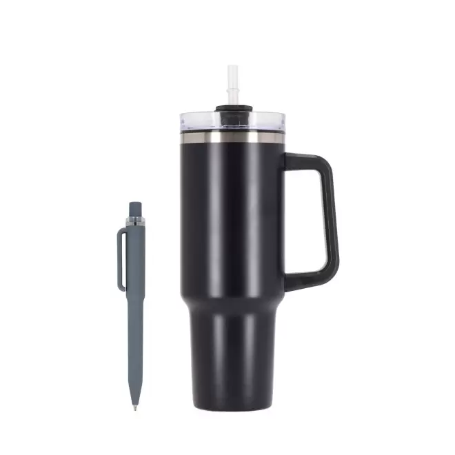 SET MUG ET STYLO PERSONNALISABLE 'STANLI' - gris