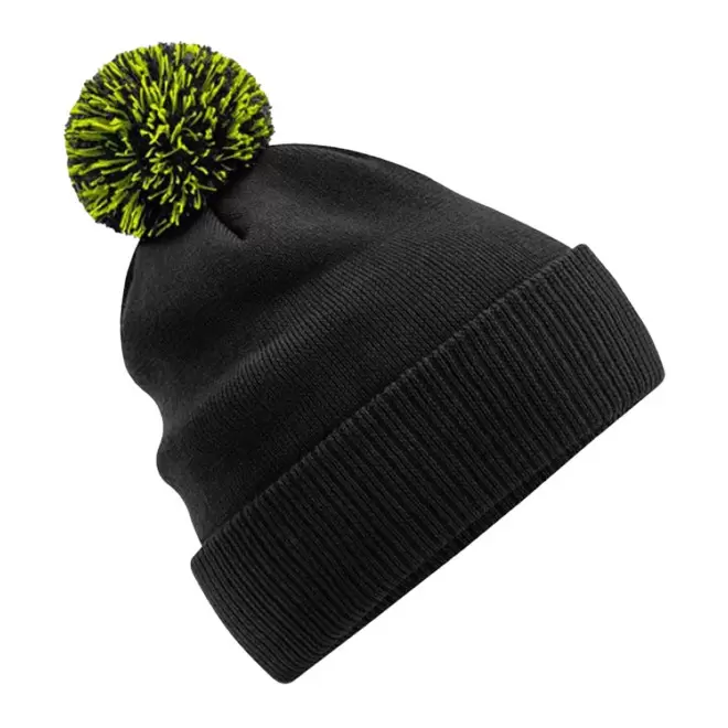 BONNET PERSONNALISABLE POMPOM BEECHFIELD® 'SNOBI' - noir/citron vert
