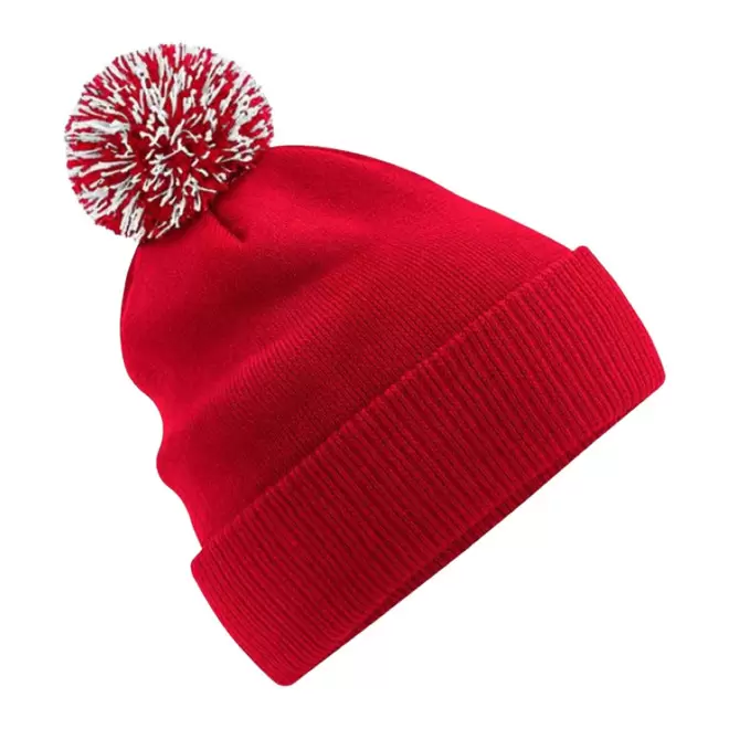 BONNET PERSONNALISABLE POMPOM BEECHFIELD® 'SNOBI' - rouge/blanc