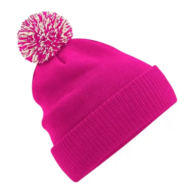 BONNET PERSONNALISABLE POMPOM BEECHFIELD® 'SNOBI' - fuchsia/blanc