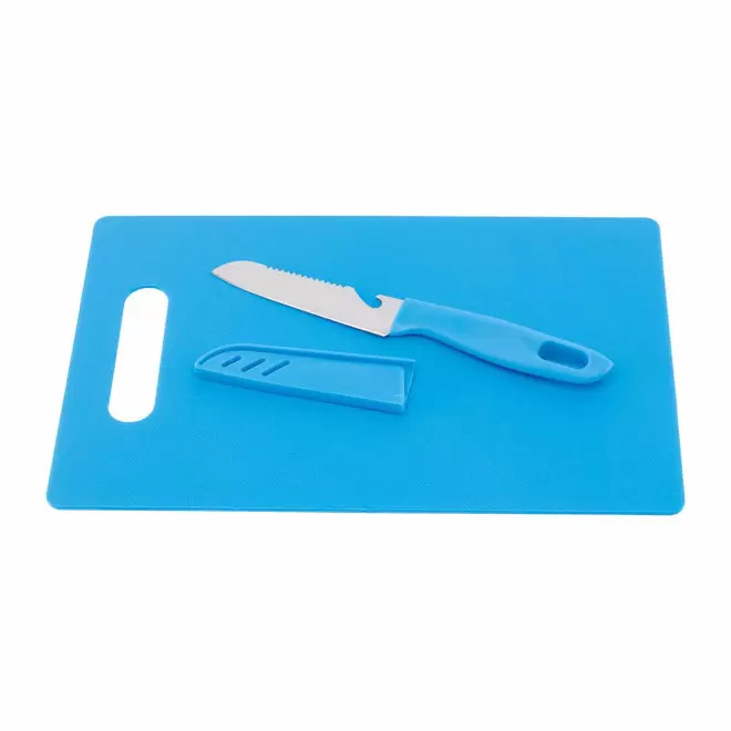 SET PERSONNALISABLE PLANCHE A DECOUPER COUTEAU 'NOZI' - bleu