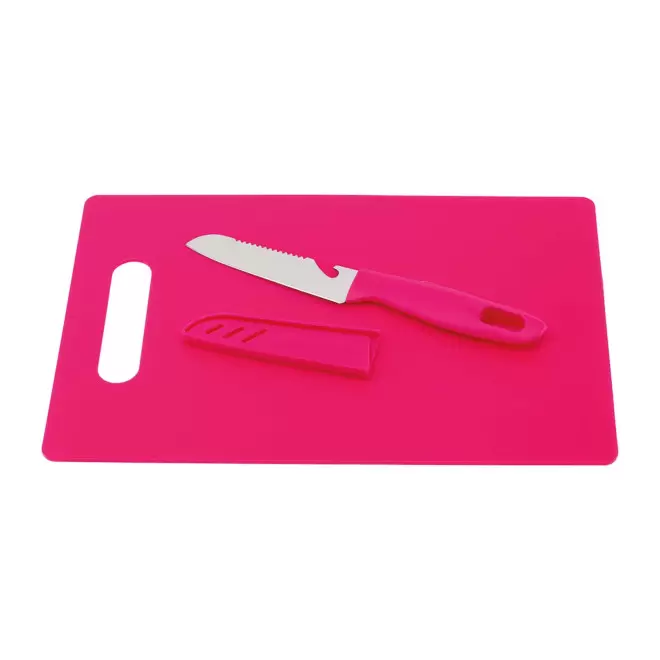 SET PERSONNALISABLE PLANCHE A DECOUPER COUTEAU 'NOZI' - rose