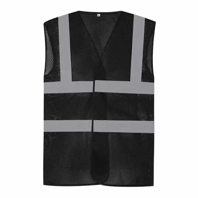 GILET DE SECURITE PERSONNALISABLE YOKO® 'ARMILLO MESH RPET' - noir