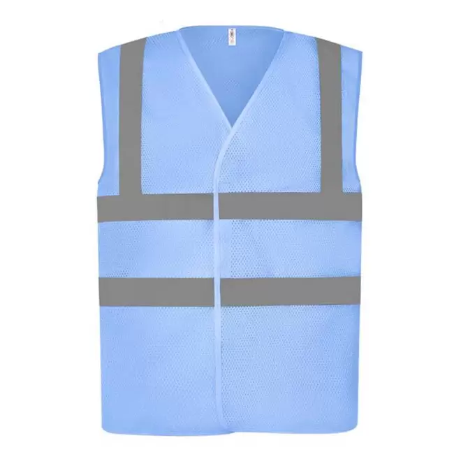 GILET DE SECURITE PERSONNALISABLE YOKO® 'ARMILLO MESH RPET' - bleu ciel