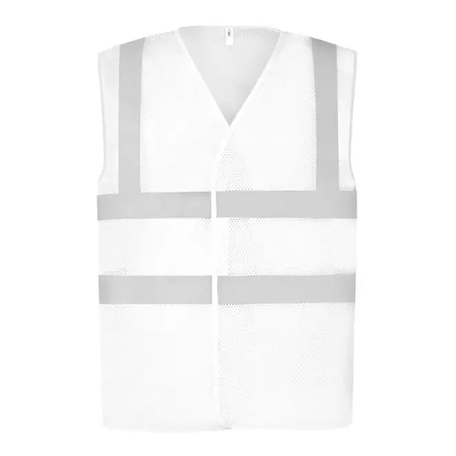 GILET DE SECURITE PERSONNALISABLE YOKO® 'ARMILLO MESH RPET' - blanc